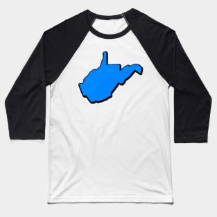 Bright Blue West Virginia Outline Baseball T-Shirt